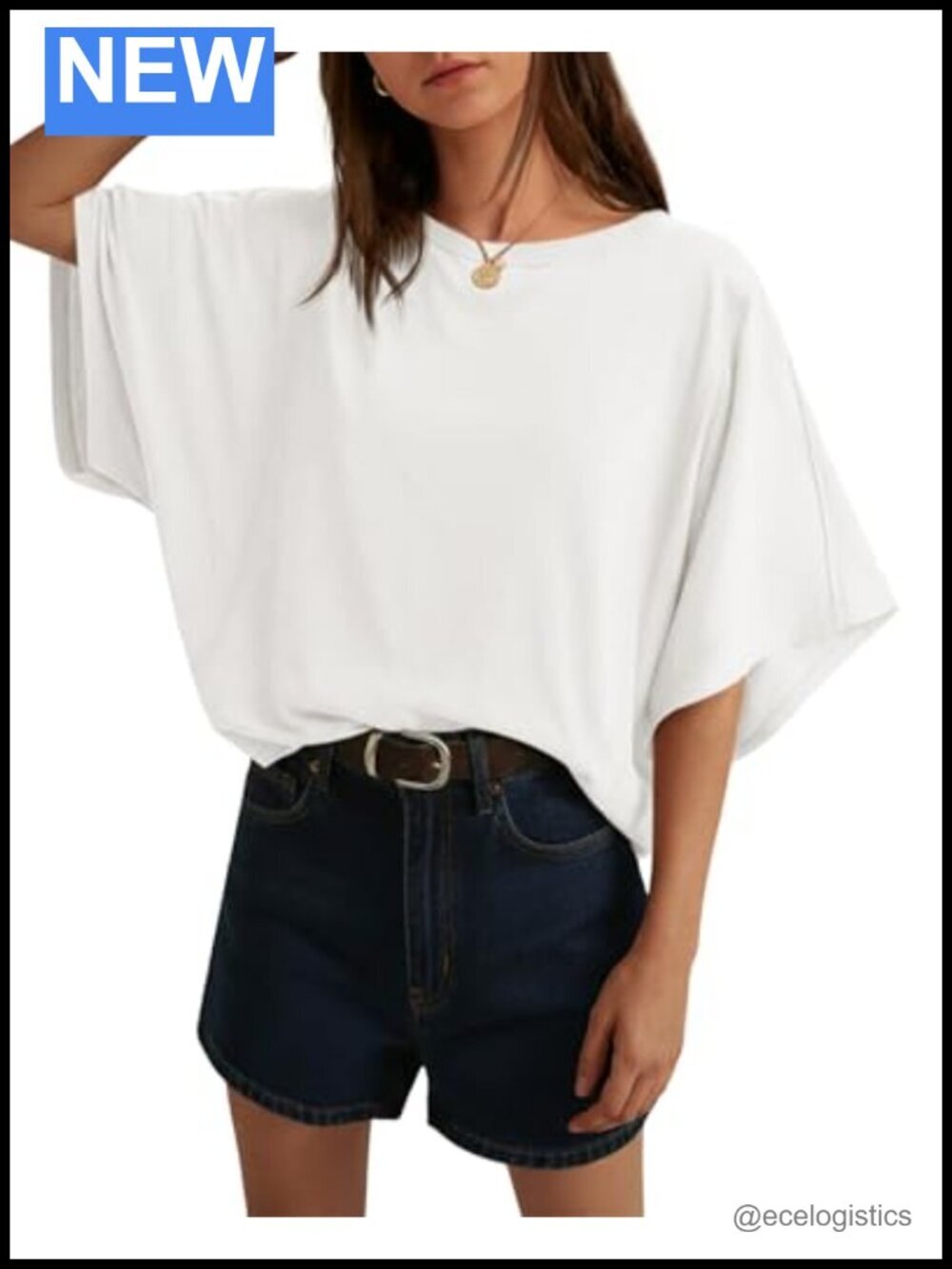 Oversized Batwing Sleeve Cropped Tee - Loose Fit Basic T-Shirt